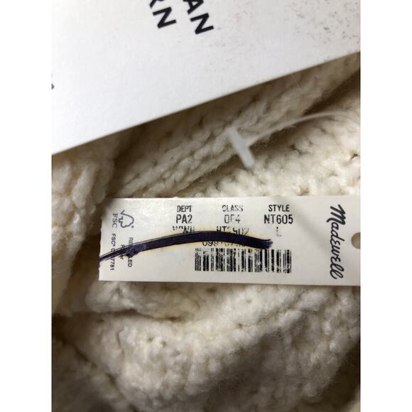 Madewell Cotton Merino Wool Sweater Cable Knit Blend  NWT L - Picture 7 of 11